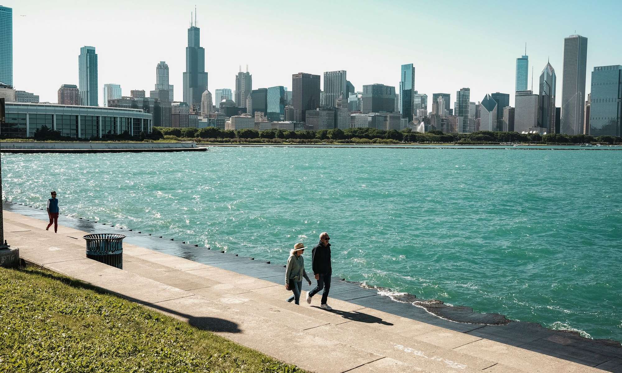 The Chicago skyline from the Lakefront Trail